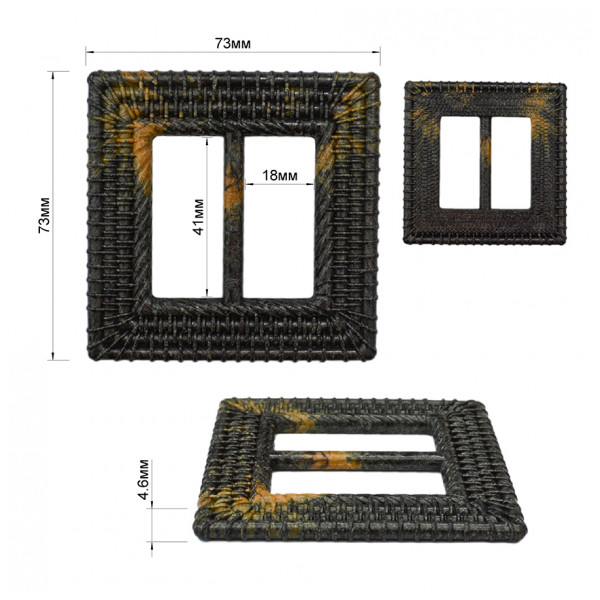 Пряжка пластик, 4см, цвет графит+рыжий